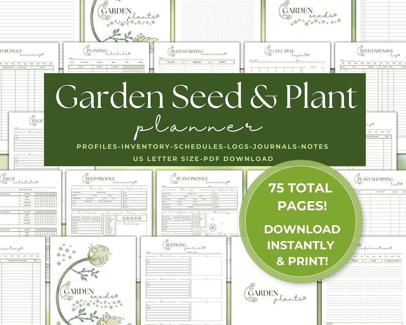 Garden Seed & Plant Planner Printable Planting Schedule Organizer ...