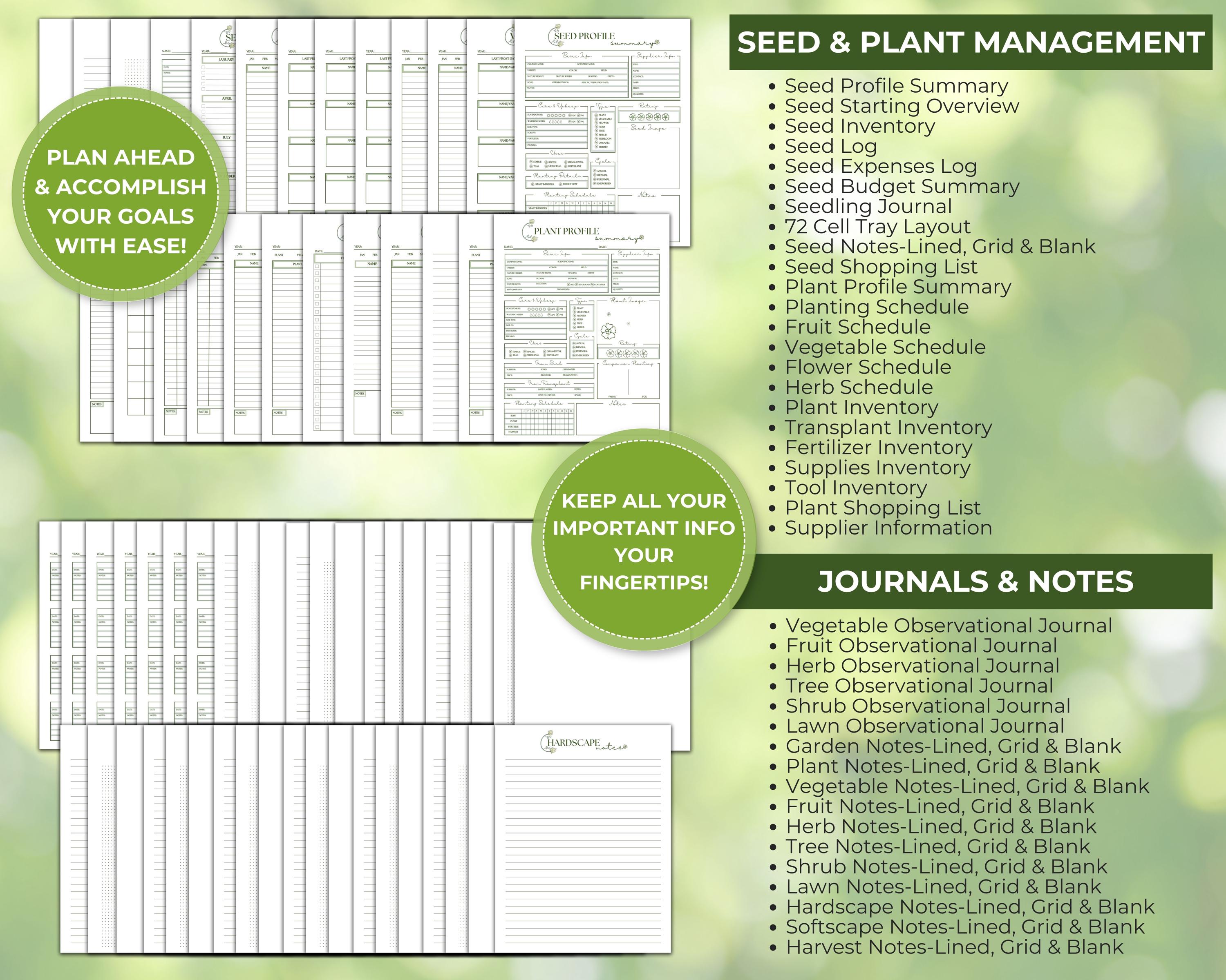 Garden Seed & Plant Planner Printable Planting Schedule Organizer ...