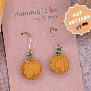 Kürbis Ohrringe Häkelanleitung | Micro Crochet Pumpkin Crochet Pattern | Digitaler Download Herbst Ohrringe DIY | Kürbis häkeln deutsch