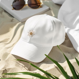 Cap Sun Embroidery Cap Summer Vibes Boho Aesthetic Goldene Sonne Mütze Sommer Geschenk Stickerei Basecap Simple Cap Inca Sun God Gift