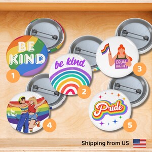 Pride LGBTQ+ Pin Pride Flag Button Pin Be Kind Rainbow Pride Month Pin 2025 Pinback Buttons Gay Lesbian Bisexual Transgender Queer