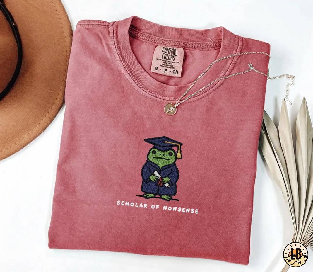 Graduation Gift Embroidered Frog Meme Shirt | Custom Graudation