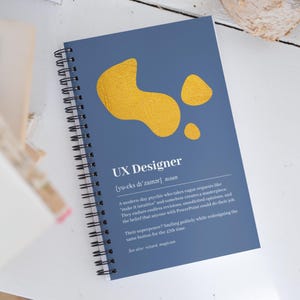 Projektant UX Notebook Prezent dla projektanta Biuro Notebook UI Projektowanie Mem Humor Dziennik Projektant stron internetowych Żart Definicja Prezent na pożegnanie