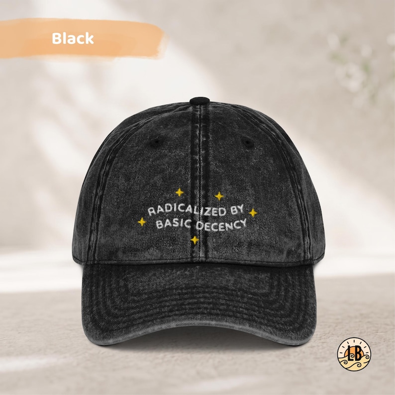 Geradicaliseerd door Basic Decency Cap | Basic Decency Dad Hat, Geborduurde Vintage Cap, Hat om het Patriarchaat te Bestrijden, Cadeau voor de Zondag, Zonnehoeden, Politiek afbeelding 15