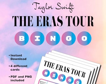 Taylor Swift Eras Tour Bingo - Druckbare Bingokarten