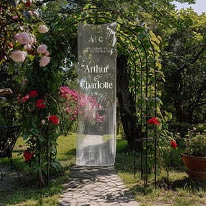 Cartello in tessuto per matrimonio personalizzato, cartello trasparente, cartello di benvenuto in lino per matrimonio, striscione per matrimonio, decorazione personalizzata per matrimonio, cartello per festa di fidanzamento