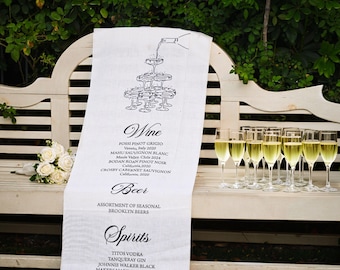 Fabric Bar Sign, Fabric Bar Menu, Wedding Bar Menu, Signature Cocktail Menu, Custom Linen Bar Sign, Minimalist Wedding Bar Sign