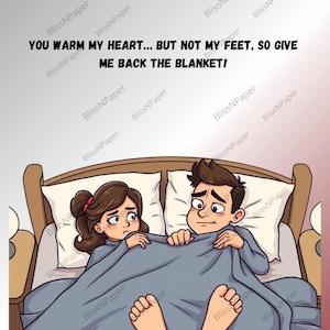 Kaart grappig stel – You Warm My Heart But Not My Feet – Leuke afdrukbare relatiekaart – direct downloaden