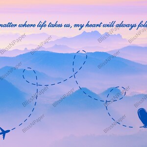 Tarjeta de amor a larga distancia – No importa a dónde nos lleve la vida – Tarjeta de felicitación romántica para viajes – Descarga digital