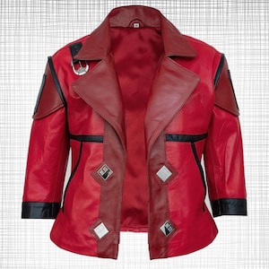 Arcane Vi Red Leather Cosplay Jacket – League of Legends Costume for Women