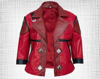 Arcane Vi Red Leather Cosplay Jacket – League of Legends Costume for Women