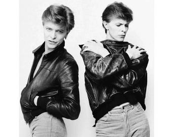 David Bowie 1970s Black Leather Jacket Vintage Slim Fit Biker Retro Style Men Coat