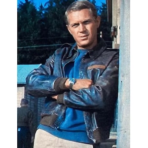 Steve McQueen Great Escape Leather Jacket Hilts Brown Bomber Aviator Vintage Style Coat