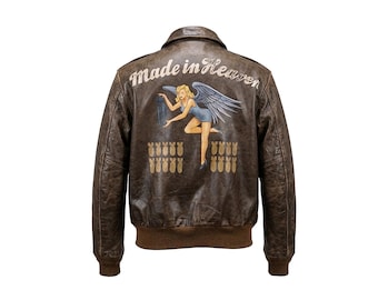 Chaqueta bomber de cuero marrón de Chris Redfield Made in Heaven – Abrigo estilo aviador de la Fuerza Aérea