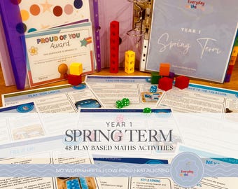 Learning Through Play: Year 1 Spring Term Maths Activities | 48 Hands-On Maths Games & Fun Activities | Printable PDF