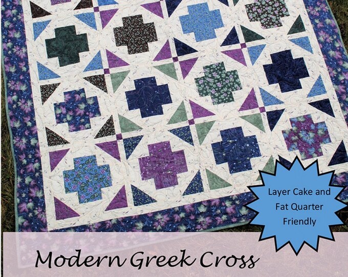 LAST CALL Modern Greek Cross Quilt Pattern, Sweet Jane's Quilting SJ094 ...