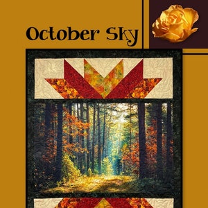 October Sky Panel Frame Quilt Pattern, Villa Rosa Designs VRDRC229, Fabric Panel Friendly Pattern, Easy Lap Throw Quilt Pattern