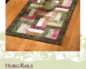 Hobo Rails Table Runner Pattern, DFTR-13, Fat Quarter Friendly Pattern, Modern Quilted Table Decor, Dragonfly Fiberart