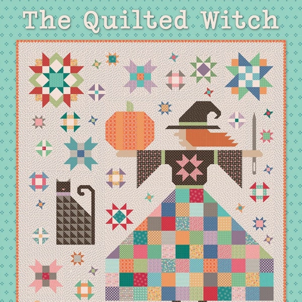 The Quilted Witch Quilt Pattern, It's Sew Emma - Bee in My Bonnet ISE273, Halloween Sampler Quilt Pattern, BOM Quilt, Lori Holt