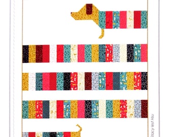 All Wrapped Up Quilt Pattern, Stacy Iest Hsu SIH004, Yardage Scrap Friendly Long Dachsund Lap Throw Quilt Pattern