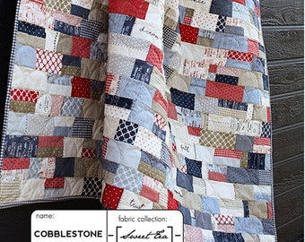 Cobblestone Quilt Pattern, Sweetwater SW P266, Jelly Roll and Honey Bun Friendly Strip Roll Throw Quilt Pattern, Modern Strip Quilt