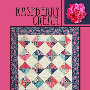 Raspberry Cream Quilt Pattern, Villa Rosa Designs VRDRC180, Charm Pack Friendly Quilt Pattern, Charm Squares Pattern