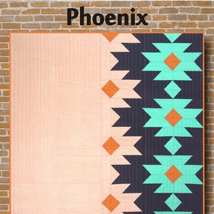 Phoenix Quilt Patroon, Purple Pineapple Studio PPS-1508, Modern Contemporary Southwest Quilt Patroon, Patronen voor Yardage