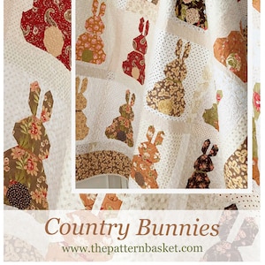 Country Bunnies Quilt Pattern, The Pattern Basket TPB 1809, Fat Quarter Friendly, Easter Nursery Baby Quilt Pattern, Bunny Rabbit Quilt