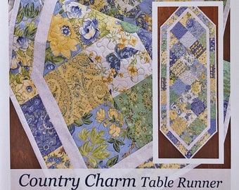 Country Charm Quilted Table Runner Pattern, The Pattern Basket TPB 0705, Charm Pack Friendly, Table Topper Pattern