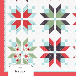 LAST CALL - Icebox Quilt Pattern, LB 179, Christmas Stars, Snowflake Quilt, Fat Quarter Fq Friendly, Big Block Quilt, Lella Boutique