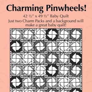 Charming Pinwheels Quilt Pattern, Pieced Tree Patterns TINY137, 5&quot; Charm Squares Friendly Baby Lap Quilt  Pattern