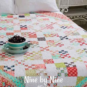 Nine by Nine Quilt Pattern, Antler Quilt Design AQD0310, Fat Quarter FQ Friendly Nine Patch Irish Chain Throw Quilt Pattern