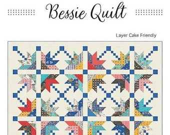 Bessie Quilt Pattern, Branch and Blume BNB2316, Layer Cake Ten Square Friendly Throw Quilt Pattern, Chrissy Lux