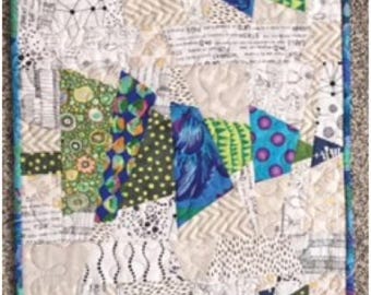 Crazy Christmas Trees Quilted Table Runner Pattern, Cut Loose Press CLPKAL009, Spider Web Ruler, Xmas Table Quilt Wall Hanging