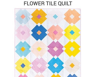 LAST CALL  Flower Tile Quilt Pattern, Then Came June TCJ117, FQ Fat Quarter Friendly, Large Print Quilt Pattern, Meghan Buchanan