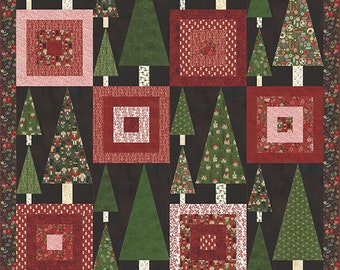 LAST CALL Trees and Tops Quilt Pattern, BasicGrey PAT007, Yardage Friendly Christmas Xmas Tree Throw Quilt Pattern