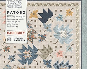 Trade Winds Quilt Pattern, BasicGrey PAT060, Fat Quarter FQ Friendly Pattern, Blowing Falling Leaves Leaf Throw Quilt Pattern, Basic Grey