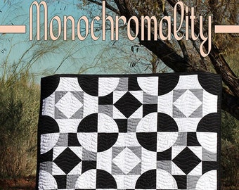 LAST CALL Monochromality Quilt Pattern, On Williams Street OWS7317, Yardage Friendly Monochrome 2 Color Baby Throw Twin Queen Quilt Pattern