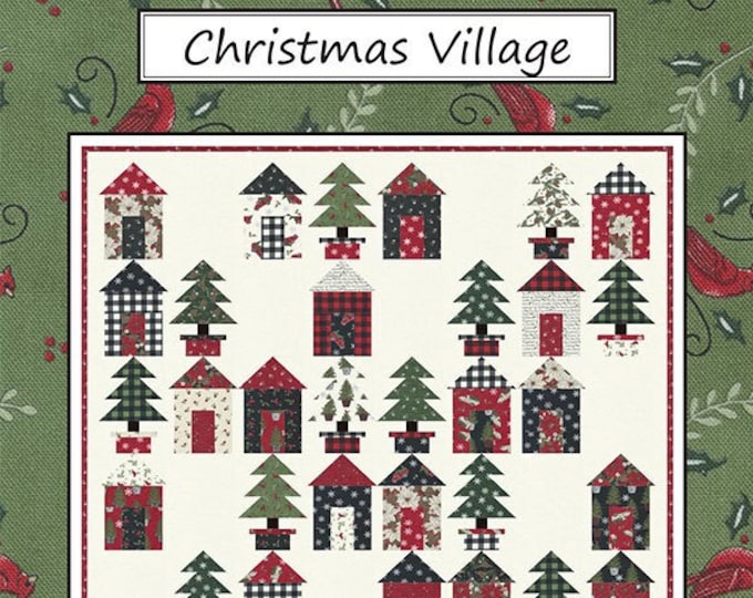 Christmas Village Quilt Pattern, CHD2149, Layer Cake Friendly, Christmas Xmas Houses Trees Lap