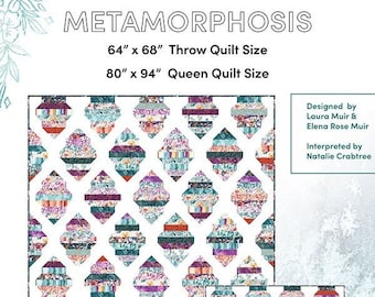 Metamorphosis Quilt Pattern, CJP2008, Jelly Roll Strip Friendly Pattern, Coccoon Lanterns Throw Queen Quilt Pattern, Create Joy Project