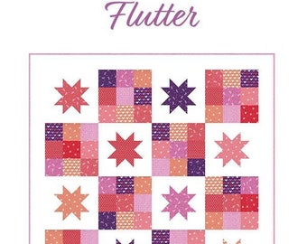 Flutter Quilt Pattern, Chelsi Stratton Designs CSD135, 12 F8 Fat Eighths Friendly Quilt Pattern, Star Nine Patch Lap Quilt Pattern