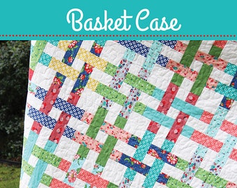 Basket Case Quilt Pattern, Cluck Cluck Sew CCS116, Jelly Roll Friendly Throw Bed Quilt Pattern, Basket Weave Quilt