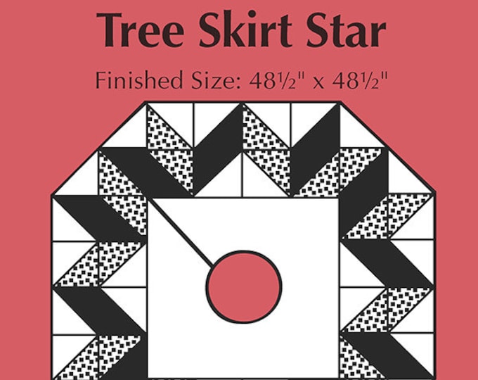 Tree Skirt Star Quilt Pattern, Pieced Tree Patterns TINY90, Quilted Christmas Tree Skirt Pattern