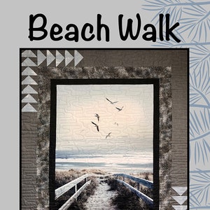Beach Walk Quilt Pattern, Villa Rosa Designs VRDSP004, Fabric Panel Friendly Pattern, Easy Lap Throw Quilt Pattern, Panel Frame Pattern