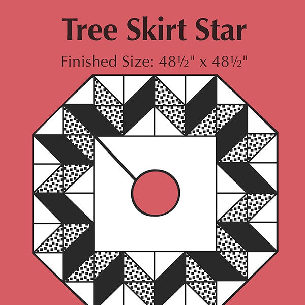 Tree Skirt Star Quilt Pattern, Pieced Tree Patterns TINY90, Quilted Christmas Tree Skirt Pattern, Quilted Star Table Topper Pattern