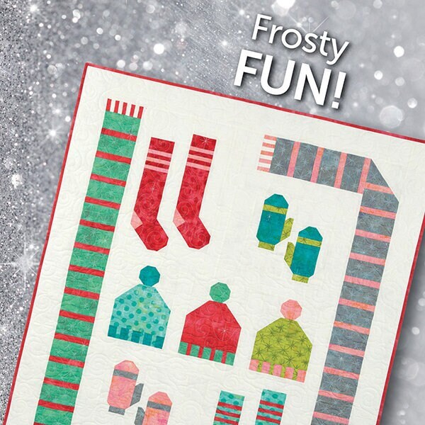 Frosty Fun Quilt Pattern, ATK-203, Winter Scarf Hats Mittens Quilt Pattern, FQ Fat Quarter Scrap Friendly, Atkinson Designs