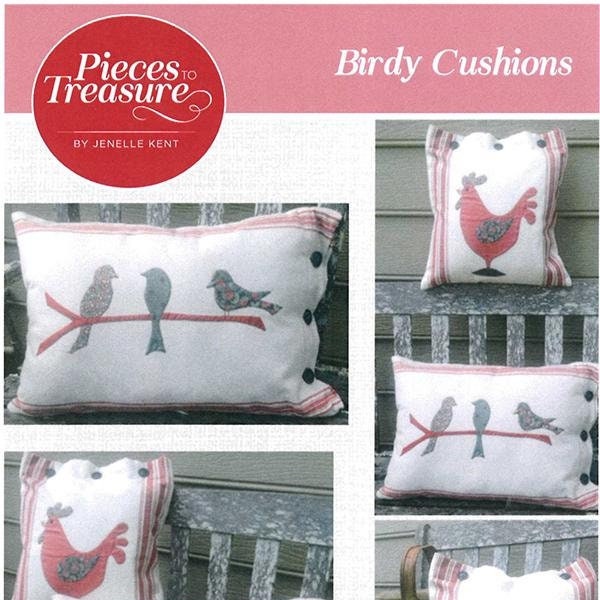 LAST CALL Birdy Cushions Pattern, Pieces to Treasure PTT061, Moda Toweling Cushion Pillow Covers Pattern, Bird Rooster Applique Pattern