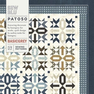 Sew Blu Quilt Pattern, BasicGrey PAT050, Fat Quarter FQ Friendly Pattern, Modern Square Throw Quilt Pattern, Basic Grey image 1