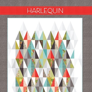 Harlequin Quilt Pattern, RPQP-H109, Layer Cake Friendly, Modern Triangles Half Rectangles Throw Quilt Pattern, Robin Pickens