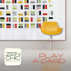 Motif de courtepointe jouer aux cartes, zen chic ZCPCQP, motif de courtepointe carré moderne contemporain pour lit de charme